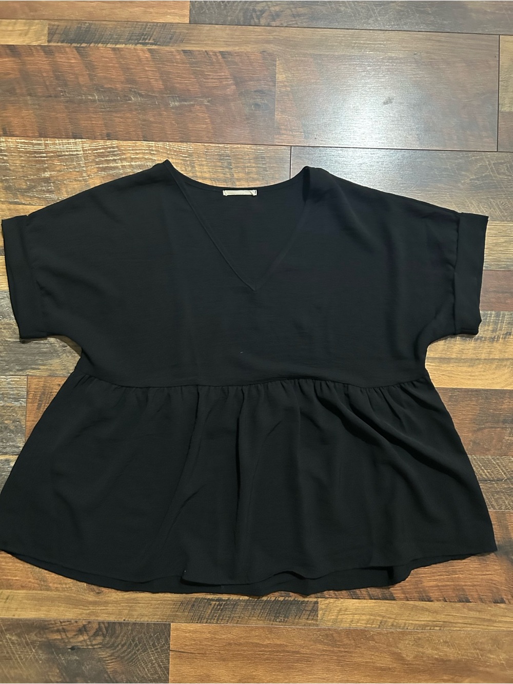 entro Black V-Neck Peplum Blouse